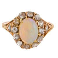 Cabochon opal and rose diamond ring-Antique rings-The Antique Ring Shop