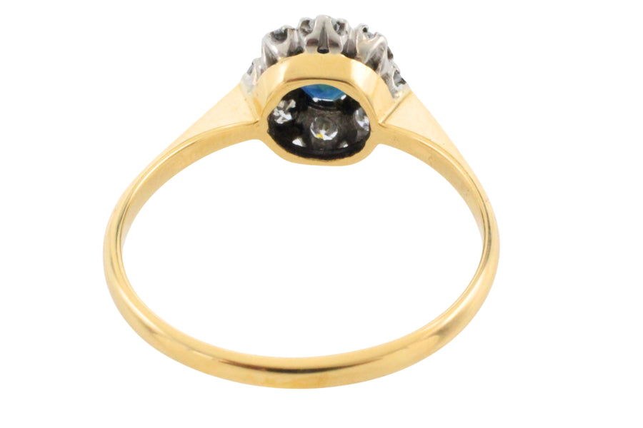 Sapphire and diamond ring in gold and platinum-engagement rings-The Antique Ring Shop