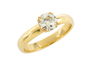 Old cut diamond solitaire ring in 18 carat gold