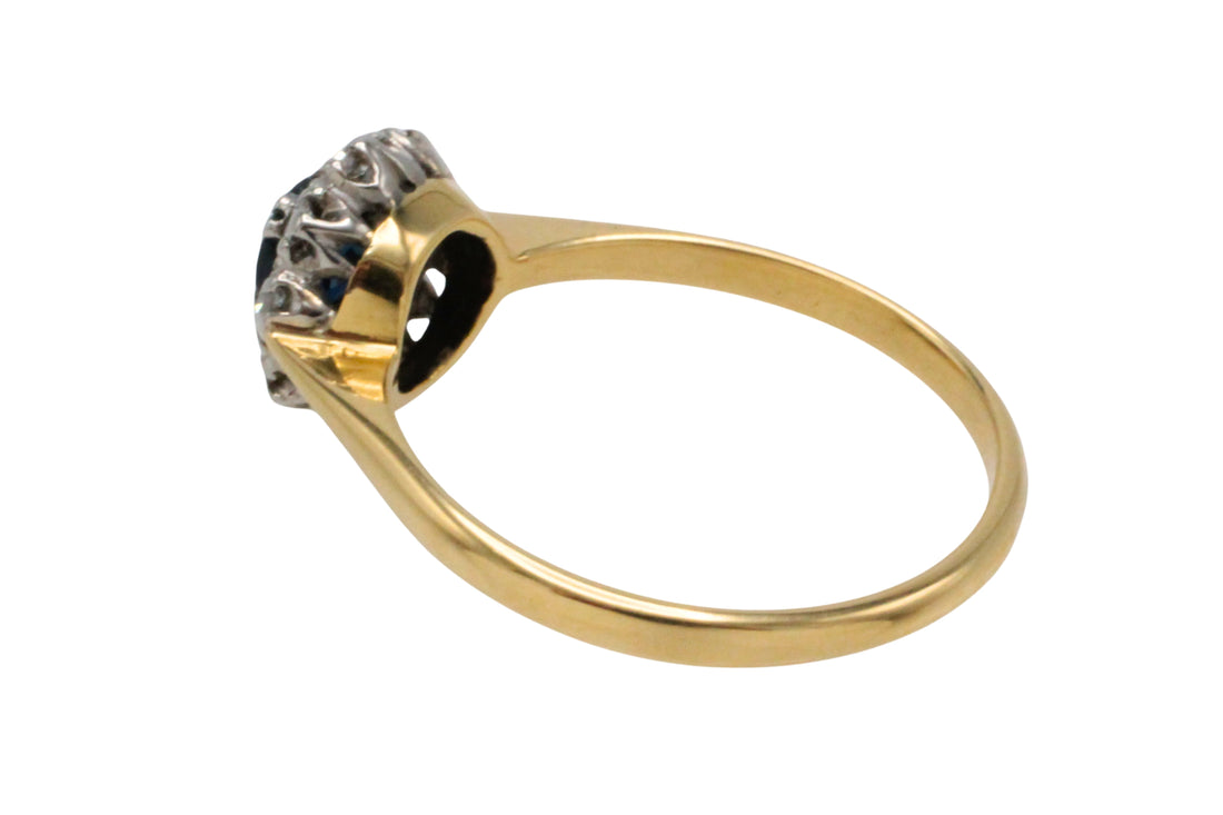 Sapphire and diamond ring in gold and platinum-engagement rings-The Antique Ring Shop