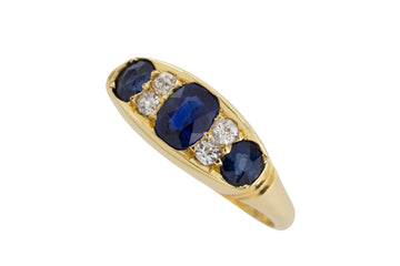 Sapphire and diamond ring from 1898-engagement rings-The Antique Ring Shop
