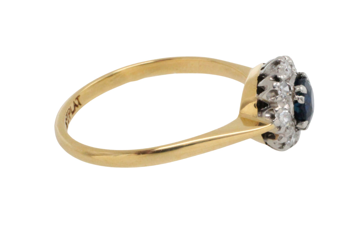 Sapphire and diamond ring in gold and platinum-engagement rings-The Antique Ring Shop