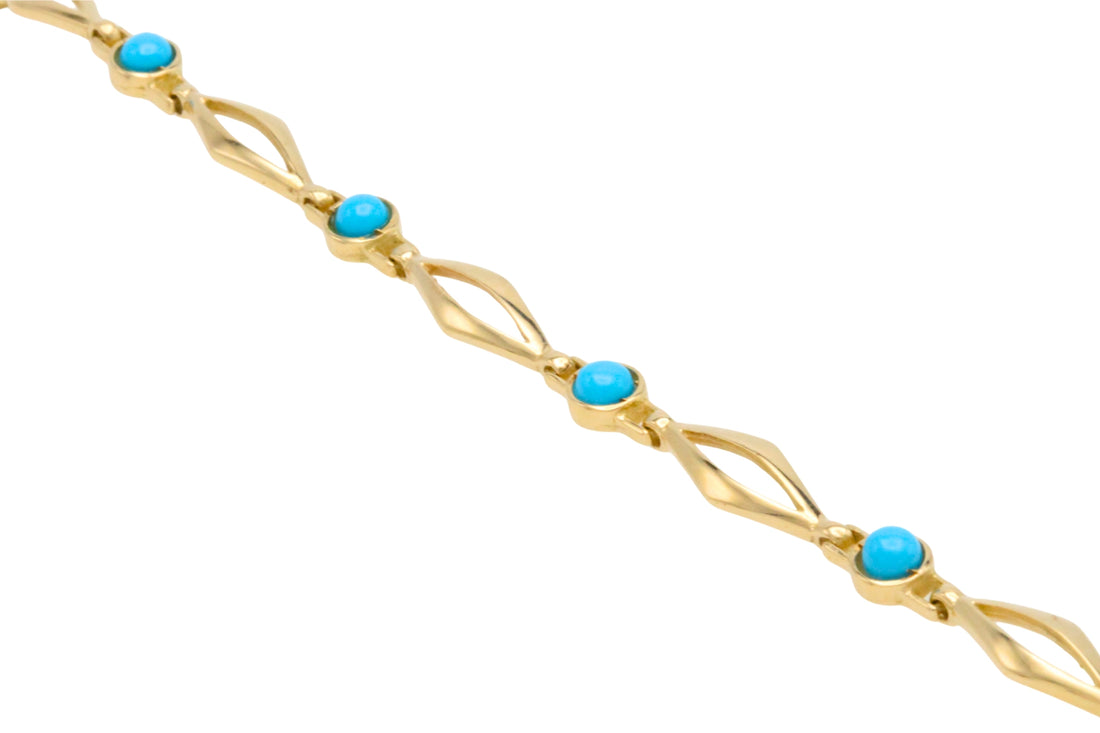 Turquise bracelet in 14 carat gold-Bracelets-The Antique Ring Shop