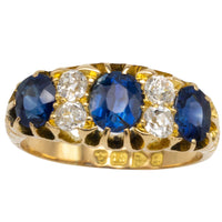 Victorian sapphire and diamond ring from 1898-Antique rings-The Antique Ring Shop