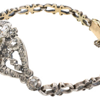 Rose diamond bracelet in silver and 14 carat gold-Bracelets-The Antique Ring Shop