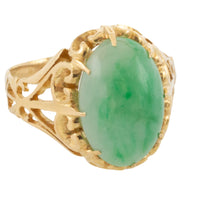 Cabochon jade ring in 14 carat gold-Vintage Rings-The Antique Ring Shop