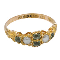 Victorian pearl and chrysoberyl ring from 1869-Antique rings-The Antique Ring Shop