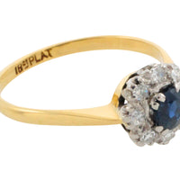 Sapphire and diamond ring in gold and platinum-engagement rings-The Antique Ring Shop