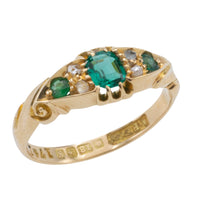 Edwardian emerald and rose diamond ring from 1906-Antique rings-The Antique Ring Shop