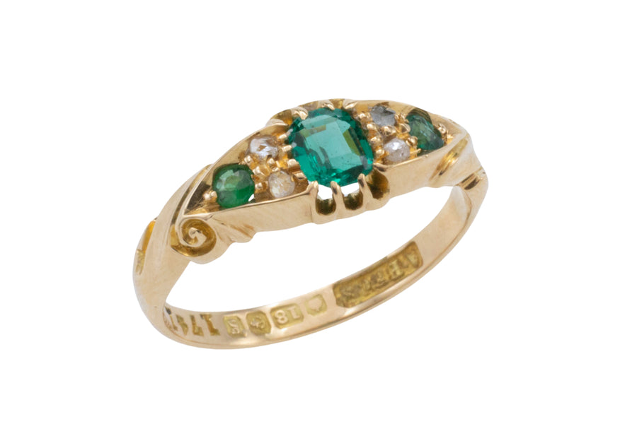 Edwardian emerald and rose diamond ring from 1906-Antique rings-The Antique Ring Shop