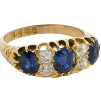 Victorian sapphire and diamond ring from 1898-Antique rings-The Antique Ring Shop