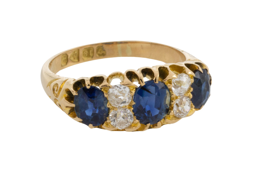 Victorian sapphire and diamond ring from 1898-Antique rings-The Antique Ring Shop