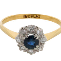 Sapphire and diamond ring in gold and platinum-engagement rings-The Antique Ring Shop