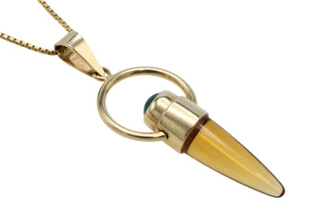 Citrine and chrysoberyl pendant in 14 carat gold-Pendants-The Antique Ring Shop