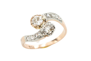 Diamond Toi et Moi ring in 18 carat gold-Antique rings-The Antique Ring Shop