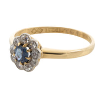 Edwardian sapphire and old cut diamond ring from 1916-engagement rings-The Antique Ring Shop