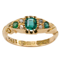 Edwardian emerald and rose diamond ring from 1906-Antique rings-The Antique Ring Shop