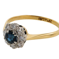 Sapphire and diamond ring in gold and platinum-engagement rings-The Antique Ring Shop