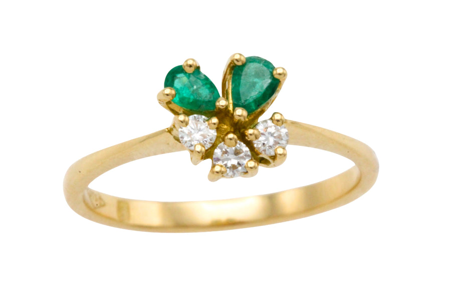 Emerald and diamond ring in 18 carat gold-Vintage Rings-The Antique Ring Shop