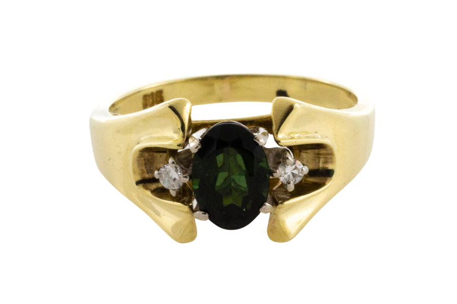 Vintage tourmaline and diamond ring-Vintage Rings-The Antique Ring Shop