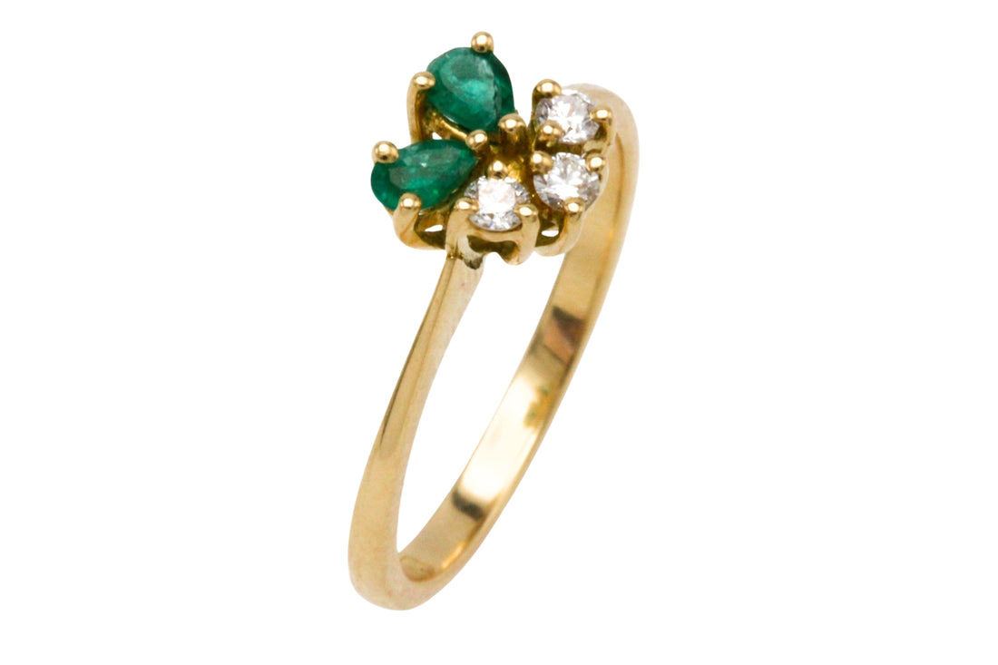 Emerald and diamond ring in 18 carat gold-Vintage Rings-The Antique Ring Shop