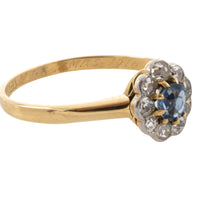 Edwardian sapphire and old cut diamond ring from 1916-engagement rings-The Antique Ring Shop