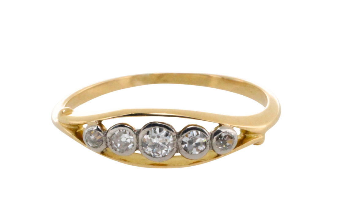 Edwardian five stone old cut diamond ring-Antique rings-The Antique Ring Shop