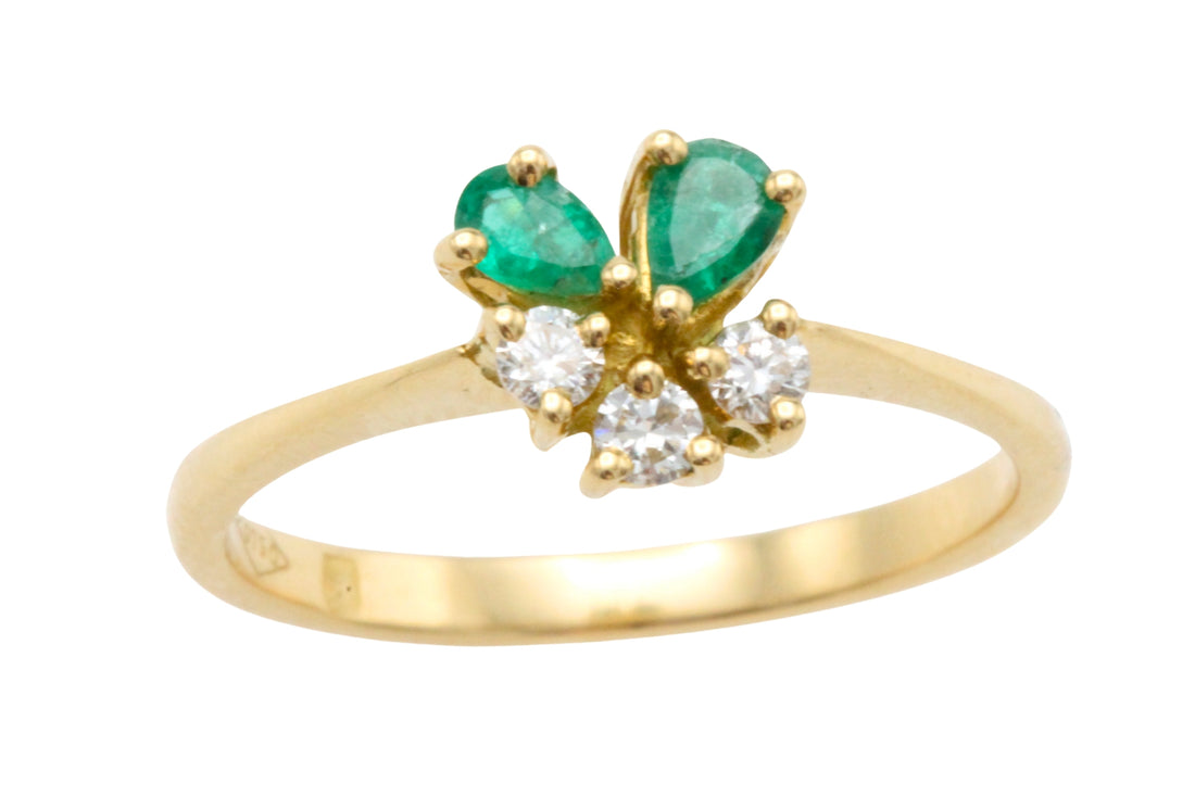 Emerald and diamond ring in 18 carat gold-Vintage Rings-The Antique Ring Shop