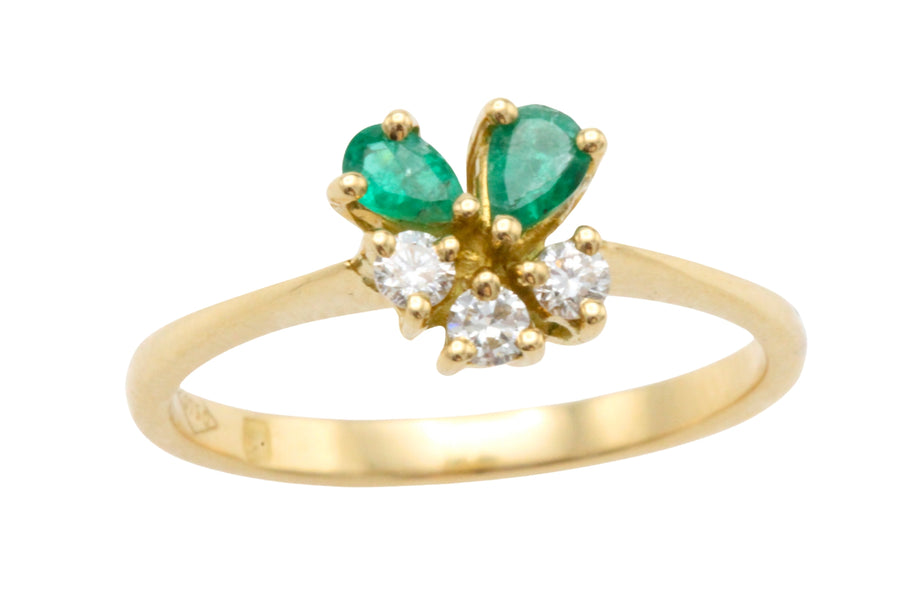 Emerald and diamond ring in 18 carat gold-Vintage Rings-The Antique Ring Shop