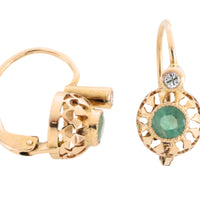 Emerald and diamond earrings-Earrings-The Antique Ring Shop