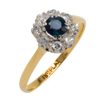 Sapphire and diamond ring in gold and platinum-engagement rings-The Antique Ring Shop