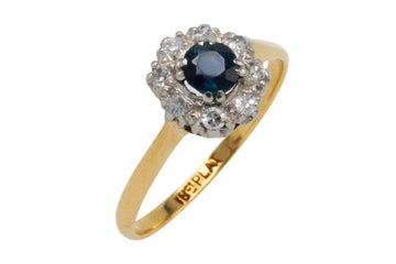 Sapphire and diamond ring in gold and platinum-engagement rings-The Antique Ring Shop