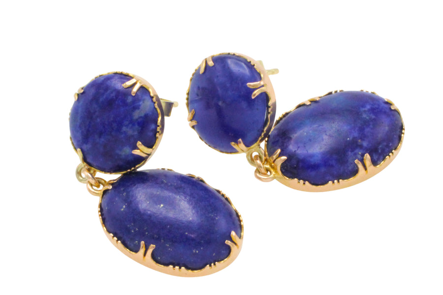 Lapiz pendant earring in 14 carat gold-Earrings-The Antique Ring Shop