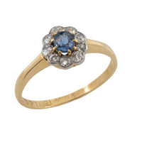 Edwardian sapphire and old cut diamond ring from 1916-engagement rings-The Antique Ring Shop