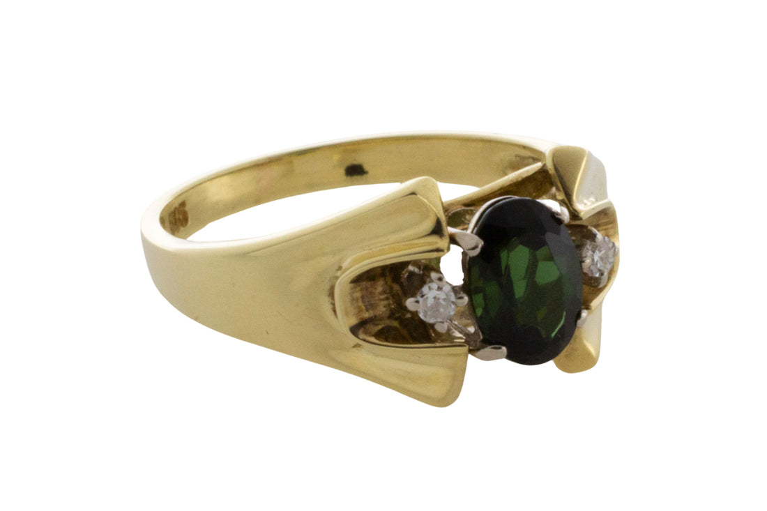 Vintage tourmaline and diamond ring-Vintage Rings-The Antique Ring Shop