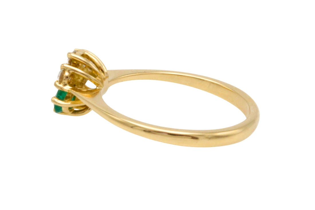 Emerald and diamond ring in 18 carat gold-Vintage Rings-The Antique Ring Shop