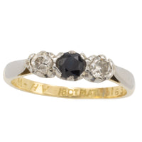 Vintage sapphire and diamond ring in 18 carat gold and platinum-vintage rings-The Antique Ring Shop