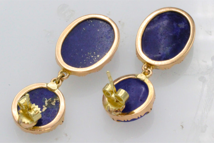 Lapiz pendant earring in 14 carat gold-Earrings-The Antique Ring Shop