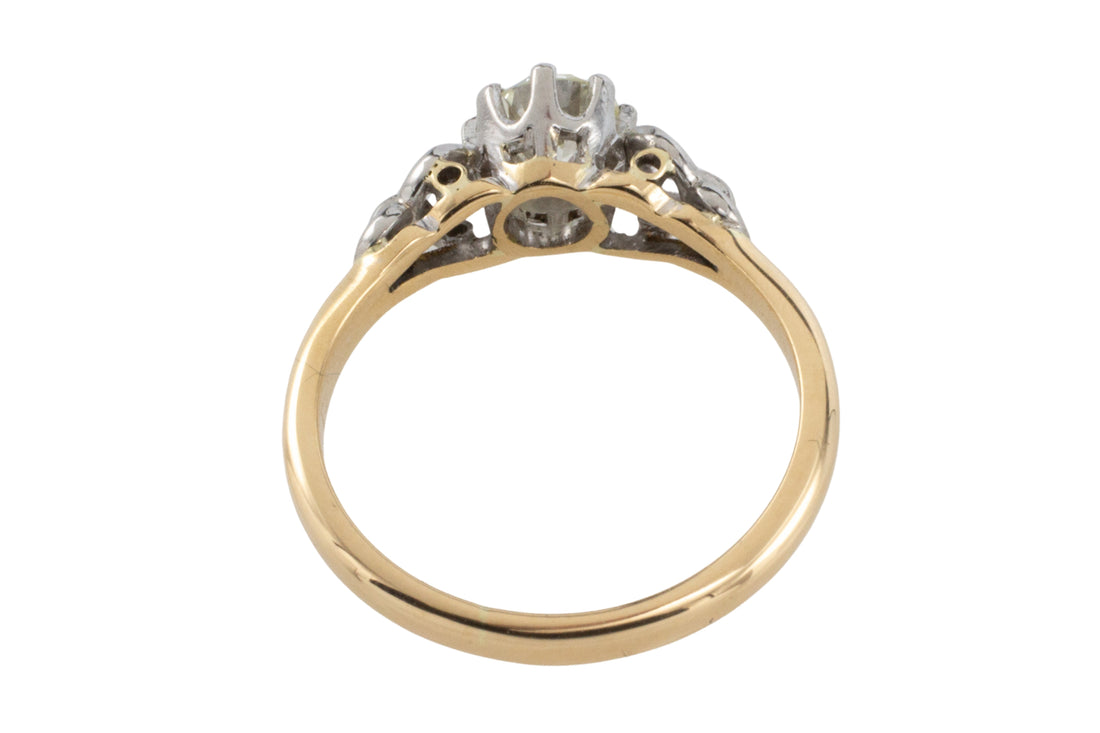 Diamond solitaire ring in platinum and gold-engagement rings-The Antique Ring Shop
