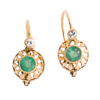 Emerald and diamond earrings-Earrings-The Antique Ring Shop