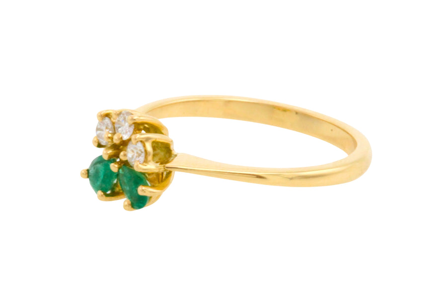 Emerald and diamond ring in 18 carat gold-Vintage Rings-The Antique Ring Shop
