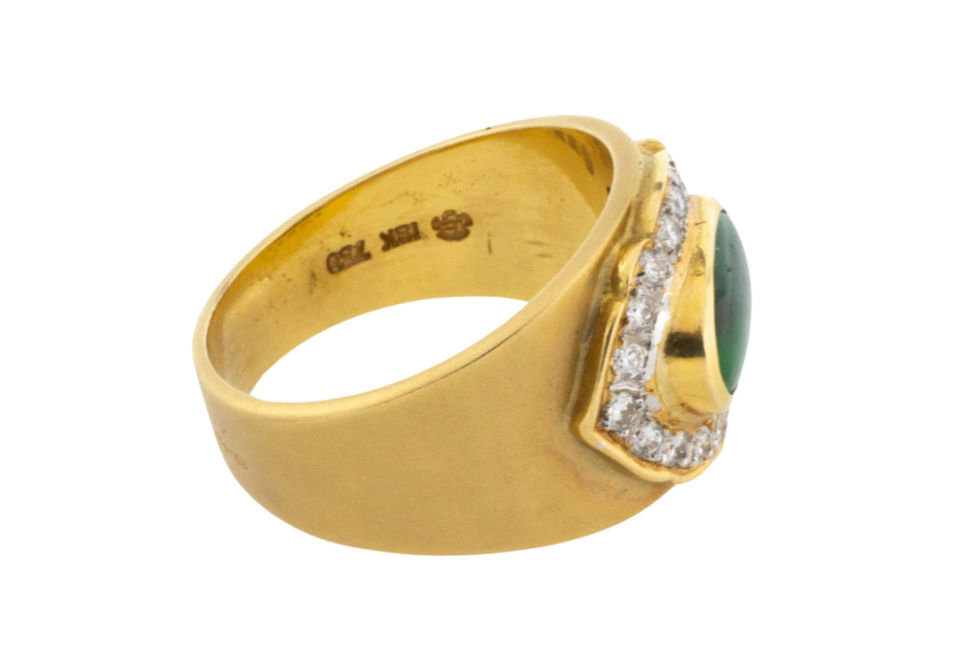 Jade and diamond ring in 18 carat gold-Vintage Rings-The Antique Ring Shop