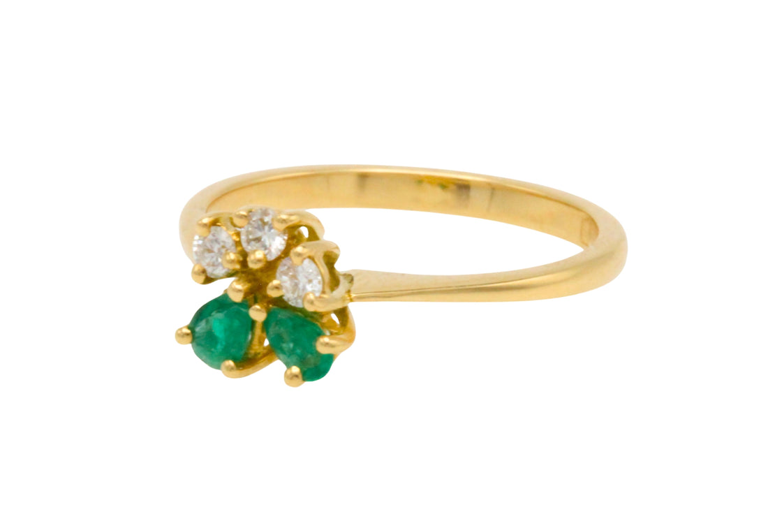 Emerald and diamond ring in 18 carat gold-Vintage Rings-The Antique Ring Shop
