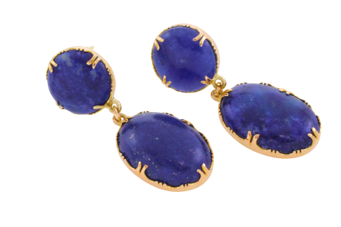 Lapiz pendant earring in 14 carat gold-Earrings-The Antique Ring Shop