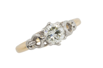 Diamond solitaire ring in platinum and gold-engagement rings-The Antique Ring Shop
