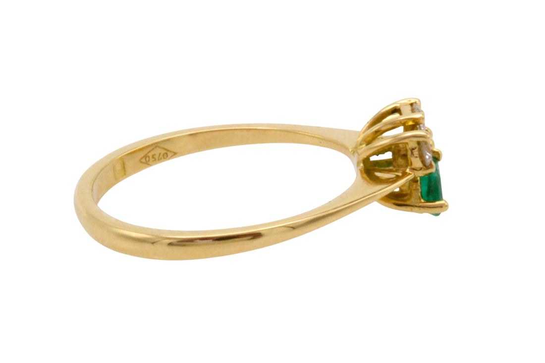 Emerald and diamond ring in 18 carat gold-Vintage Rings-The Antique Ring Shop