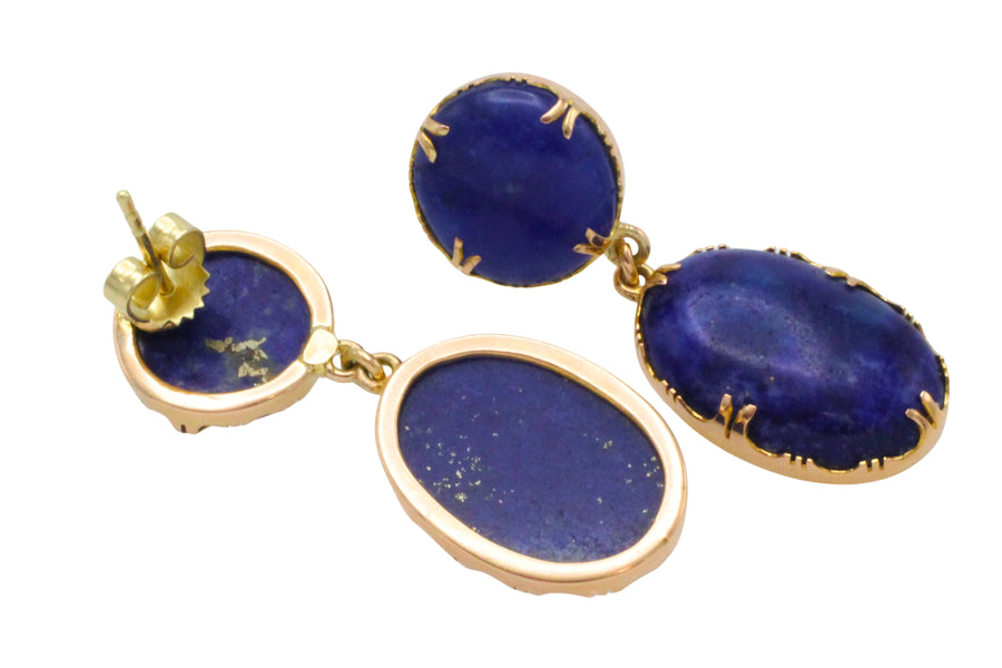 Lapiz pendant earring in 14 carat gold-Earrings-The Antique Ring Shop