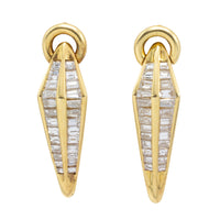 Baguette diamond earrings-Earrings-The Antique Ring Shop