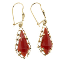 Carnelian pendant earrings in 14 carat gold-Earrings-The Antique Ring Shop