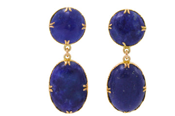 Lapiz pendant earring in 14 carat gold-Earrings-The Antique Ring Shop